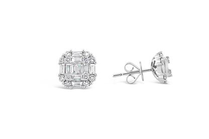 Diamond Cluster Stud Earrings