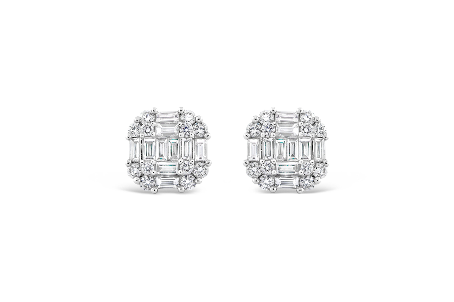 Diamond Cluster Stud Earrings