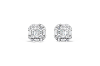 Diamond Cluster Stud Earrings