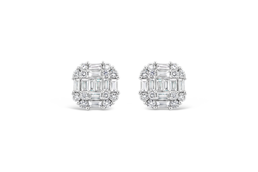 Diamond Cluster Stud Earrings