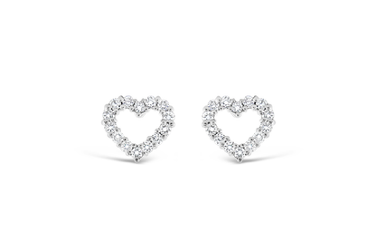 Diamond Heart Stud Earrings