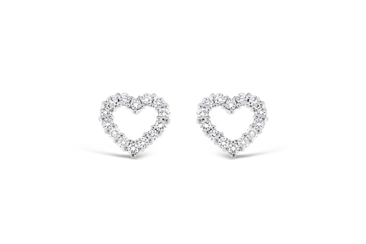 Diamond Heart Stud Earrings