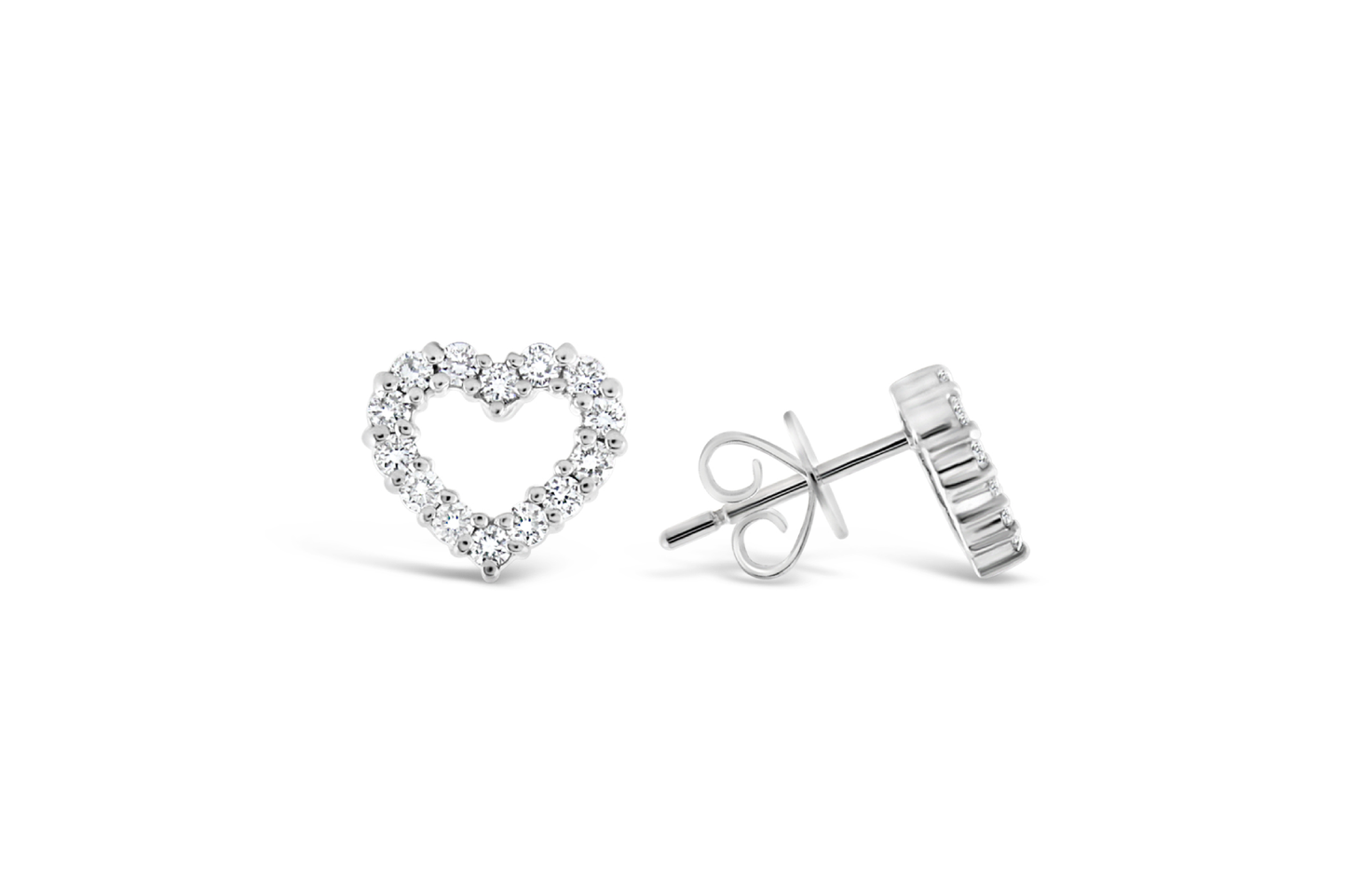 Diamond Heart Stud Earrings